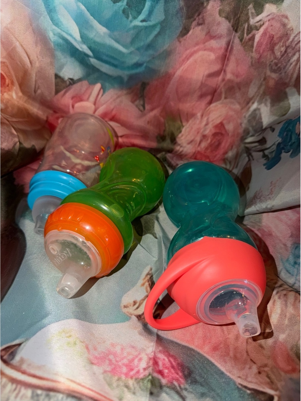 Set of 3 Colorful Baby Sippy Bottles with Soft Spouts